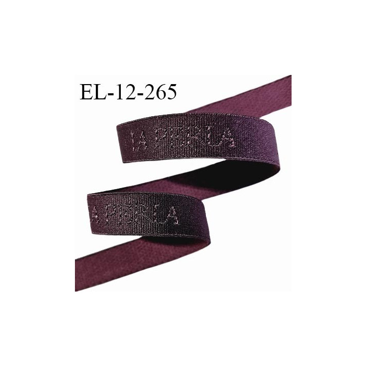 Elastique lingerie 12 mm haut de gamme couleur bordeaux foncé inscription La Perla largeur 12 mm prix au mètre