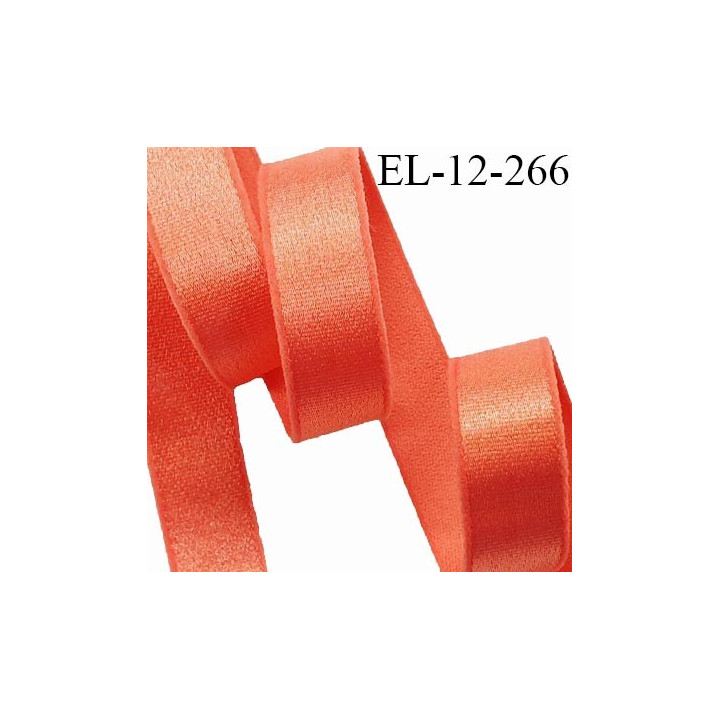 Elastique lingerie 12 mm haut de gamme couleur orange corail brillant largeur 12 mm allongement +90% prix au mètre