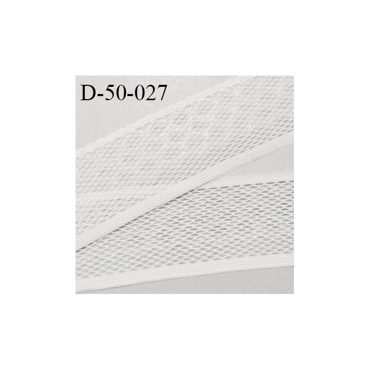 Dentelle 50 mm lycra élastique avec anti glisse couleur écru fabriqué en France largeur 50 mm prix au mètre