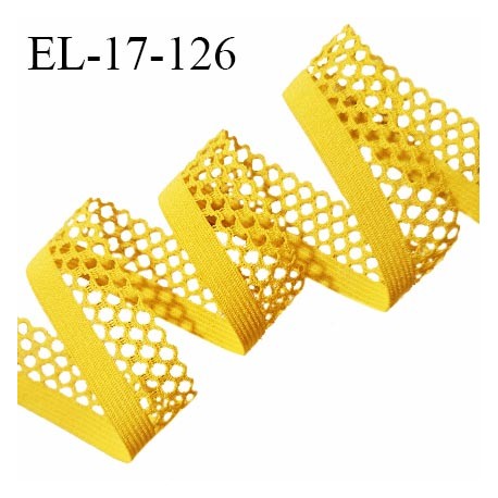 Elastique lingerie 17 mm picot dentelle couleur jaune safran largeur de l'élastique 7 mm + 10 mm de picot prix au mètre
