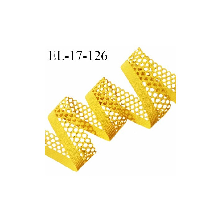 Elastique lingerie 17 mm picot dentelle couleur jaune safran largeur de l'élastique 7 mm + 10 mm de picot prix au mètre