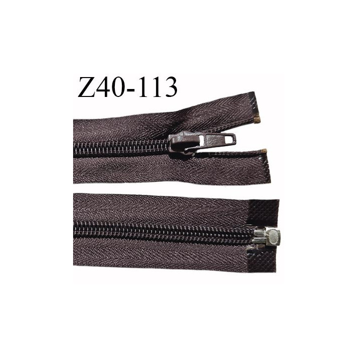 Fermeture zip 40 cm couleur marron longueur 40 cm largeur 3 cm non séparable glissière nylon largeur 6 mm prix à l'unité