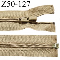 Fermeture zip 50 cm séparable couleur zip glissière couleur sable ou beige foncé largeur 7 mm prix à l'unité