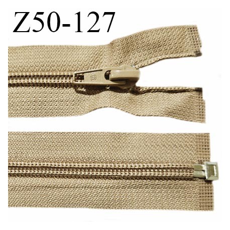 Fermeture zip 50 cm séparable couleur zip glissière couleur sable ou beige foncé largeur 7 mm prix à l'unité