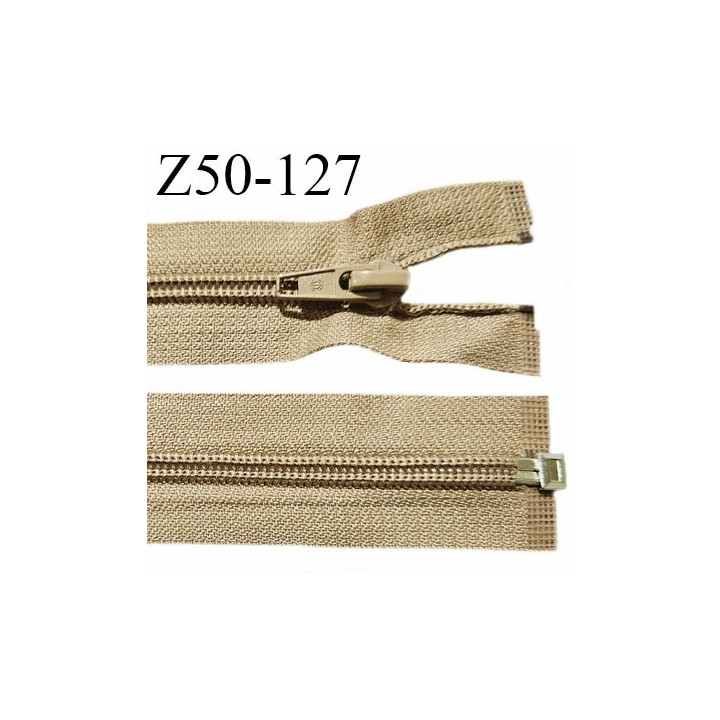 Fermeture zip 50 cm séparable couleur zip glissière couleur sable ou beige foncé largeur 7 mm prix à l'unité