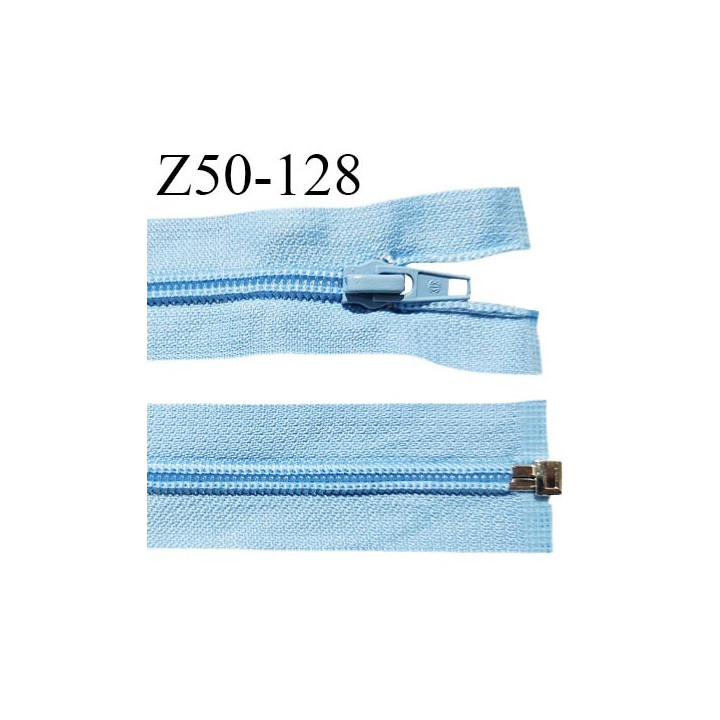 Fermeture zip 50 cm séparable couleur zip glissière couleur bleu largeur 7 mm longueur 50 cm largeur 32 mm prix à l'unité