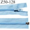 Fermeture zip 50 cm séparable couleur zip glissière couleur bleu largeur 7 mm longueur 50 cm largeur 32 mm prix à l'unité