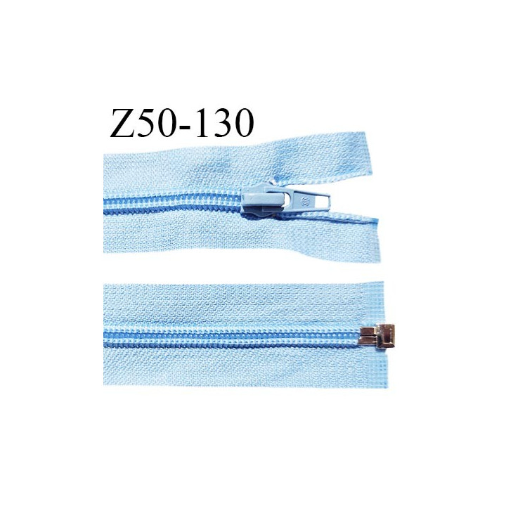 Fermeture zip 50 cm séparable couleur zip glissière couleur bleu ciel largeur 7 mm longueur 50 cm largeur 32 mm prix à l'unité