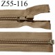 Fermeture zip 55 cm séparable couleur zip glissière couleur marron clair largeur 7 mm longueur 55 cm prix à l'unité
