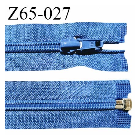 Fermeture zip 65 cm à glissière séparable largeur 7 mm couleur bleu nylon largeur 32 mm longueur 65 cm prix à la pièce
