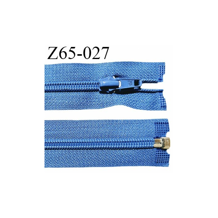 Fermeture zip 65 cm à glissière séparable largeur 7 mm couleur bleu nylon largeur 32 mm longueur 65 cm prix à la pièce