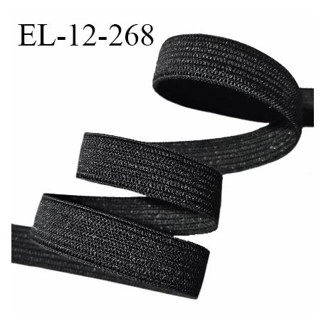 Elastique couture 12 mm polygomme couleur noir largeur 12 mm allongement + 120% prix au mètre