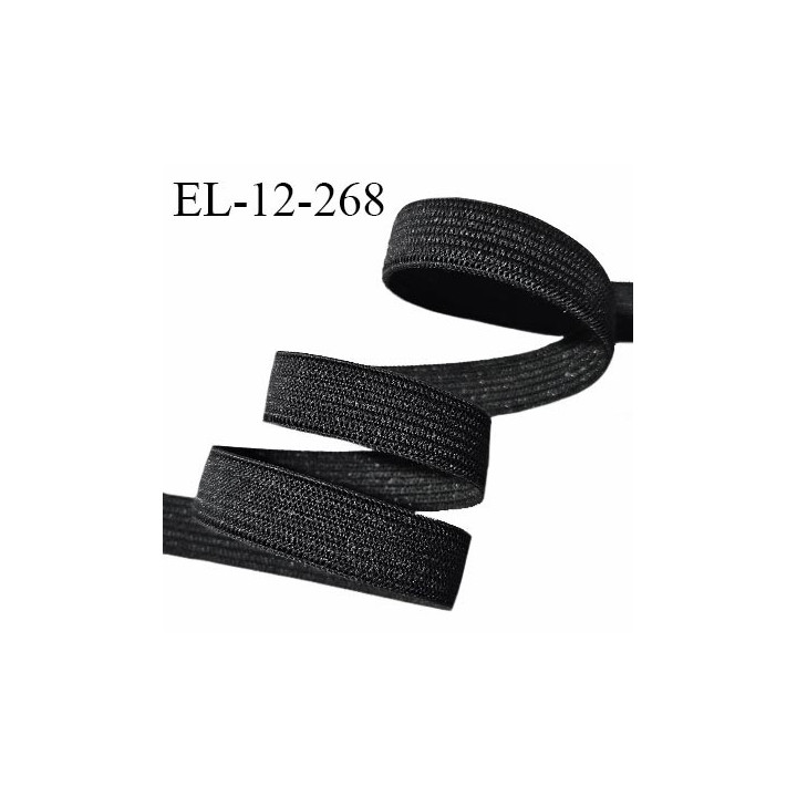 Elastique couture 12 mm polygomme couleur noir largeur 12 mm allongement + 120% prix au mètre