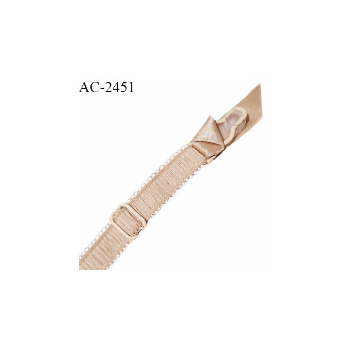 Jarretelle haut de gamme avec ruban satin couleur beige rosé élastique avec une attache jarretelle et une réglette