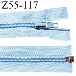 Fermeture zip 55 cm séparable couleur zip glissière couleur bleu ciel largeur 7 mm longueur 55 cm largeur 32 mm prix à l'unité