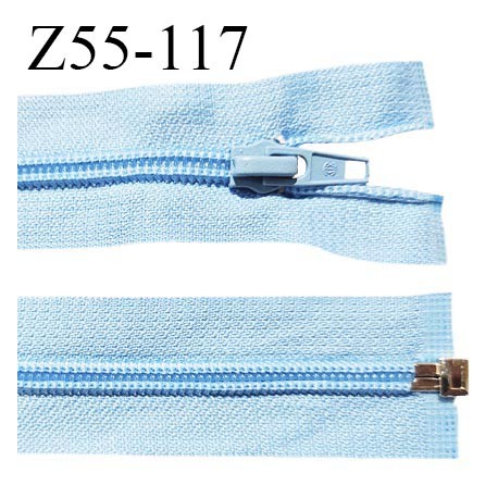 Fermeture zip 55 cm séparable couleur zip glissière couleur bleu ciel largeur 7 mm longueur 55 cm largeur 32 mm prix à l'unité