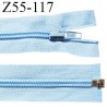 Fermeture zip 55 cm séparable couleur zip glissière couleur bleu ciel largeur 7 mm longueur 55 cm largeur 32 mm prix à l'unité