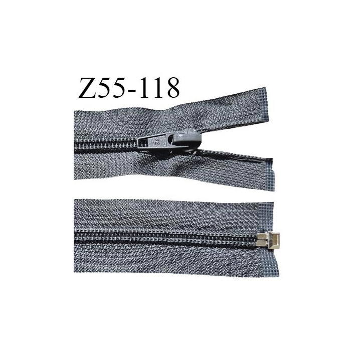 Fermeture zip 55 cm séparable couleur zip glissière couleur gris largeur 7 mm longueur 55 cm largeur 32 mm prix à l'unité