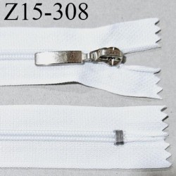 Fermeture 15 cm couleur blanc non séparable zip glissière nylon curseur métal longueur 15 cm prix à l'unité