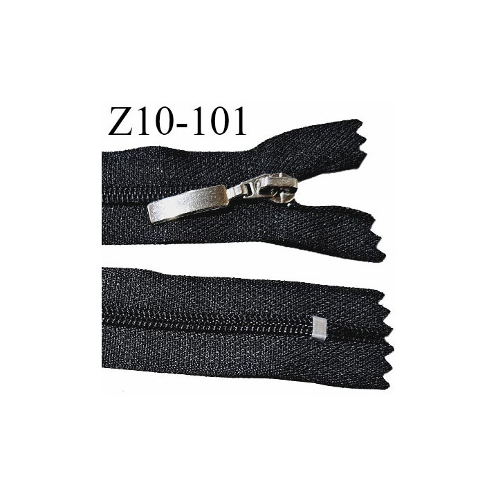 Fermeture zip 10 cm couleur noir longueur 10 cm largeur 2.7 cm non séparable glissière nylon prix à l'unité