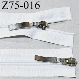 Fermeture zip 75 cm double curseurs couleur blanc largeur 2.8 cm longueur 75 cm prix à la pièce