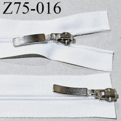 Fermeture zip 75 cm double curseurs couleur blanc largeur 2.8 cm longueur 75 cm prix à la pièce