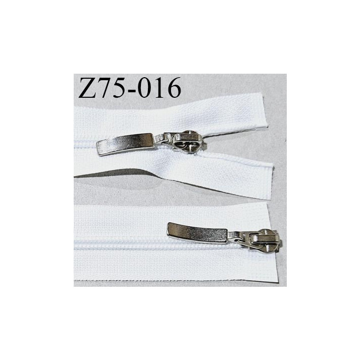 Fermeture zip 75 cm double curseurs couleur blanc largeur 2.8 cm longueur 75 cm prix à la pièce