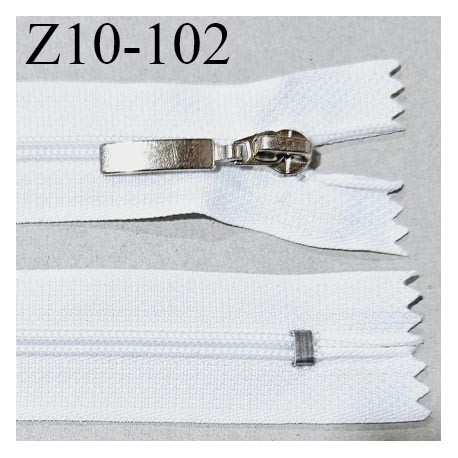 Fermeture zip 10 cm couleur blanc longueur 10 cm largeur 2.7 cm non séparable glissière nylon prix à l'unité