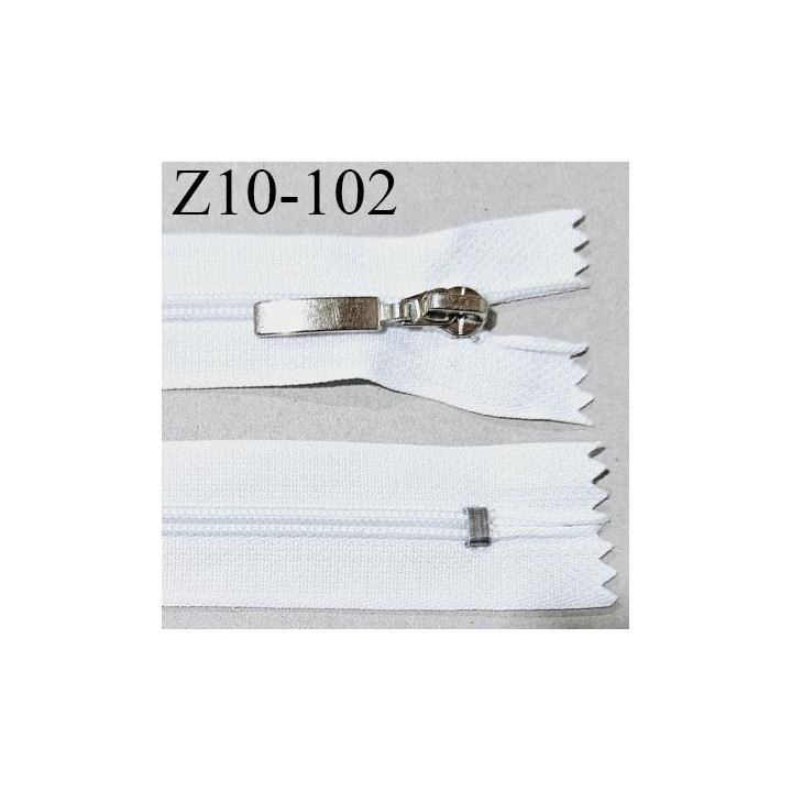 Fermeture zip 10 cm couleur blanc longueur 10 cm largeur 2.7 cm non séparable glissière nylon prix à l'unité