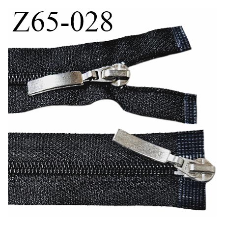 Fermeture zip 65 cm double curseurs couleur noir largeur 2.8 cm longueur 65 cm prix à la pièce