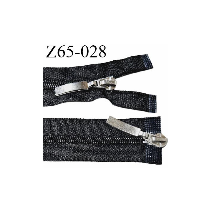 Fermeture zip 65 cm double curseurs couleur noir largeur 2.8 cm longueur 65 cm prix à la pièce