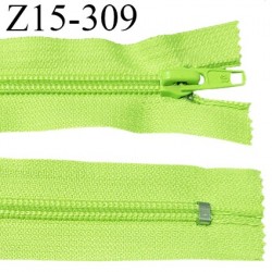 Fermeture zip 15 cm couleur vert fluo non séparable largeur 3.4 cm glissière nylon largeur 7 mm longueur 15 cm prix à l'unité