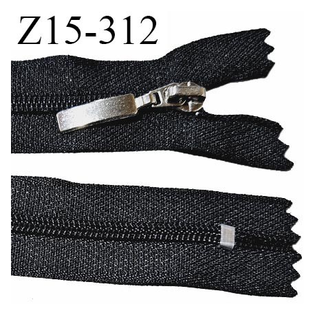 Fermeture 15 cm couleur noir non séparable zip glissière nylon curseur métal longueur 15 cm