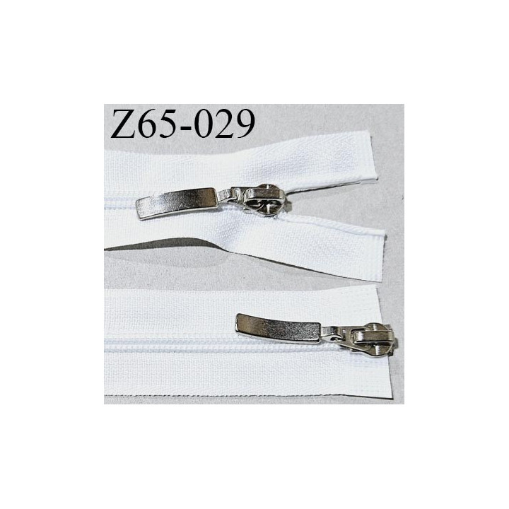 Fermeture zip 65 cm double curseurs couleur blanc largeur 2.8 cm longueur 65 cm prix à la pièce