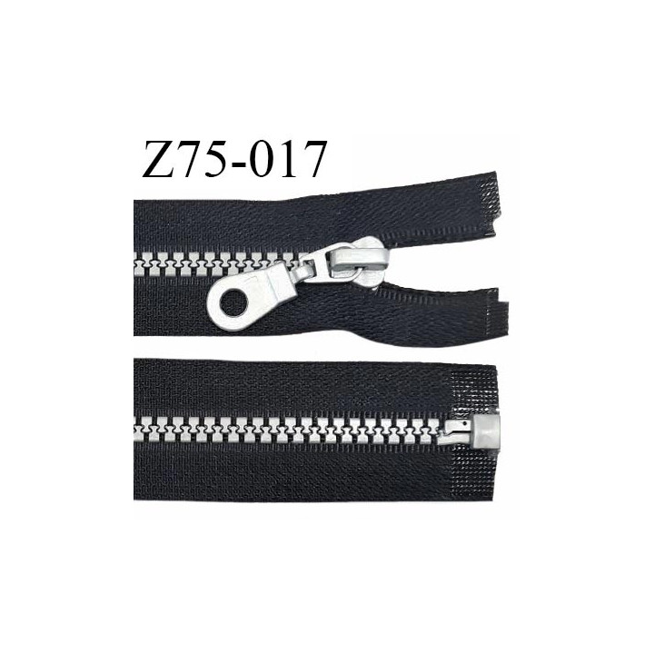 Fermeture zip 75 cm haut de gamme couleur noir largeur 3.2 cm glissière moulée séparable couleur gris prix à la pièce