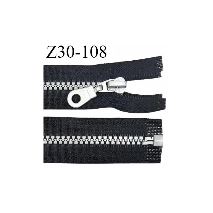 Fermeture zip 30 cm haut de gamme couleur noir largeur 3.2 cm glissière moulée séparable couleur gris longueur 30 cm