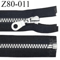 Fermeture zip 80 cm haut de gamme couleur noir largeur 3.2 cm glissière moulée séparable couleur gris longueur 80 cm