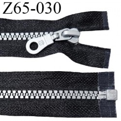 Fermeture zip 65 cm haut de gamme couleur noir largeur 3.2 cm glissière moulée séparable couleur gris longueur 65 cm