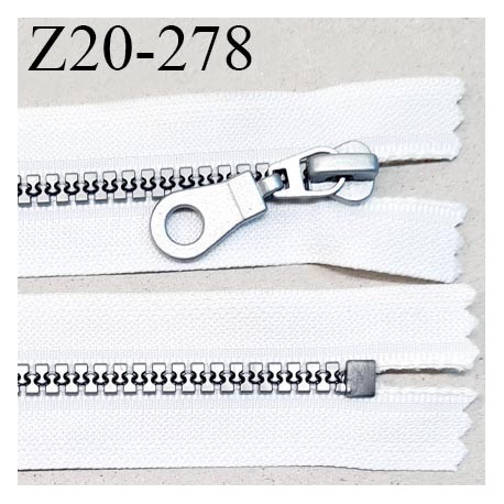 Fermeture zip 20 cm non séparable couleur blanc largeur 3.2 cm zip nylon couleur gris longueur 20 cm