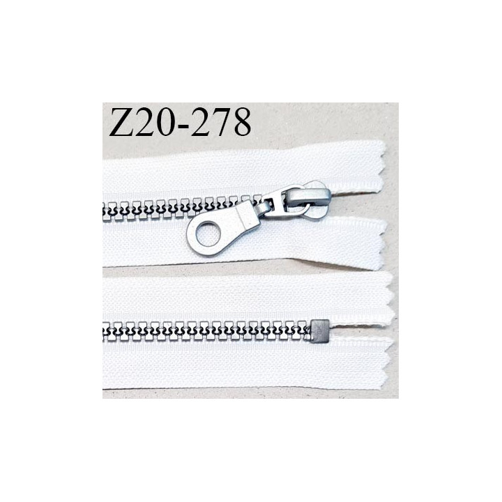 Fermeture zip 20 cm non séparable couleur blanc largeur 3.2 cm zip nylon couleur gris longueur 20 cm