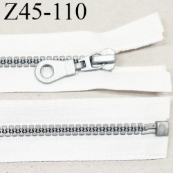 Fermeture zip 45 cm séparable couleur blanc zip glissière couleur gris largeur 7 mm longueur 45 cm largeur 32 mm prix à l'unité