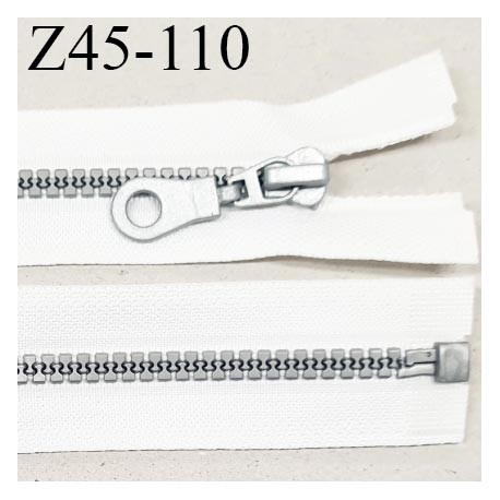 Fermeture zip 45 cm séparable couleur blanc zip glissière couleur gris largeur 7 mm longueur 45 cm largeur 32 mm prix à l'unité