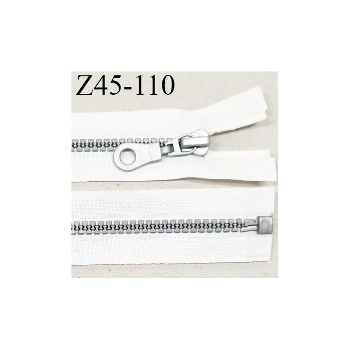 Fermeture zip 45 cm séparable couleur blanc zip glissière couleur gris largeur 7 mm longueur 45 cm largeur 32 mm prix à l'unité