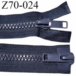 Fermeture zip 70 cm couleur bleu double curseur longueur 70 cm largeur 4.2 cm zip moulée largeur 9 mm prix à l'unité