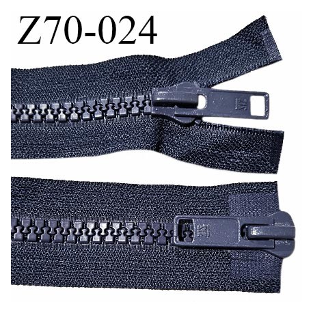 Fermeture zip 70 cm couleur bleu double curseur longueur 70 cm largeur 4.2 cm zip moulée largeur 9 mm prix à l'unité