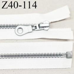 Fermeture zip 40 cm haut de gamme couleur blanc largeur 3.2 cm glissière moulée séparable couleur gris longueur 40 cm
