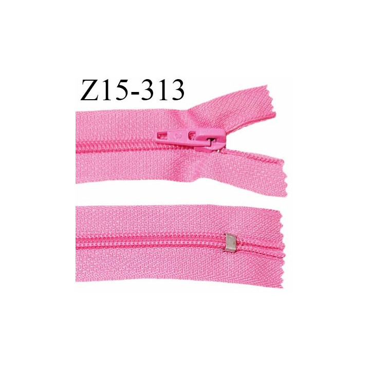 Fermeture zip 15 cm couleur rose fluo non séparable largeur 3.4 cm glissière nylon largeur 7 mm longueur 15 cm prix à l'unité