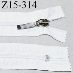 Fermeture 15 cm couleur blanc non séparable zip glissière nylon curseur métal longueur 15 cm largeur 2.8 cm