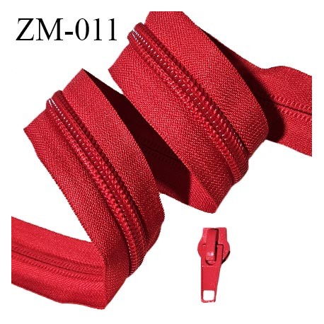 Fermeture zip au mètre couleur rouge largeur 40 mm largeur du zip nylon 10 mm 1 curseur pour 1 mètre