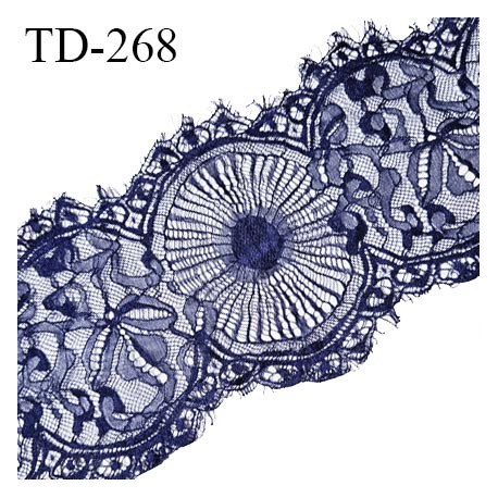 Déstockage dentelle broderie 16 cm non extensible largeur 16 cm couleur bleu marine très belle et fine